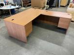 Used L-Shape Desk - Oak Laminate Finish - ITEM #:120370 - Img 1 of 10
