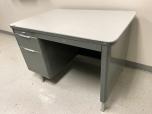 Used Tank Desk - Grey Finish - Grey Tweed Top - ITEM #:120374 - Img 1 of 9