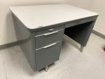 Used Tank Desk - Grey Finish - Grey Tweed Top - ITEM #:120374 - Img 2 of 9