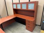 Used U-Shape Desk Set With Hutch - Cherry Laminate - ITEM #:120376 - Img 3 of 7