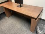 Used L-Shape Sit Stand Desk With Hutch - Walnut - ITEM #:120384 - Img 2 of 5