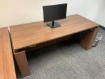 Used L-Shape Sit Stand Desk With Hutch - Walnut - ITEM #:120384 - Img 4 of 5
