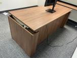 Used L-Shape Sit Stand Desk With Hutch - Walnut - ITEM #:120384 - Img 5 of 5