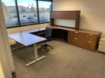 U-Shaped Sit-Stand Executive Desk Set with Hutch and Storage - ITEM #:120385 - Img 1 of 8
