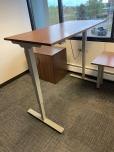 Used L-Shape Sit Stand Desk - Walnut - ITEM #:120386 - Img 10 of 14