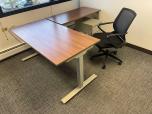 Used L-Shape Sit Stand Desk - Walnut - ITEM #:120386 - Img 1 of 14