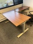Used L-Shape Sit Stand Desk - Walnut - ITEM #:120386 - Img 2 of 14