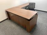 Used L-Shape Sit Stand Desk - Walnut - ITEM #:120387 - Img 1 of 8