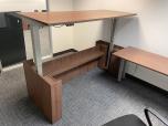 Used L-Shape Sit Stand Desk - Walnut - ITEM #:120387 - Img 7 of 8