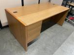 Used Desk - Single Drawer - Medium Oak Laminate - ITEM #:120391 - Img 1 of 7