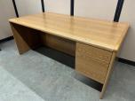 Used Desk - Single Drawer - Medium Oak Laminate - ITEM #:120391 - Img 5 of 7