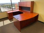 Used U-Shape Desk Set With Hutch - Cherry Laminate - ITEM #:120397 - Img 1 of 7