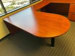 Used U-Shape Peninsula Desk With Hutch - Cherry - ITEM #:120398 - Img 2 of 6