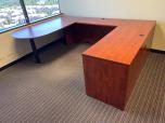 Used U-Shape Penisula Desk - Cherry Laminate - ITEM #:120400 - Img 1 of 5