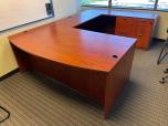 Used U-shape Bow Front Desk Set - Cherry Laminate - ITEM #:120401 - Img 1 of 6