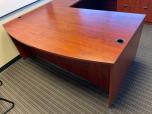 Used U-shape Bow Front Desk Set - Cherry Laminate - ITEM #:120401 - Img 2 of 6