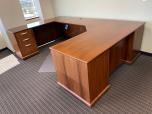 Jasper Desk U-Shape Executive Desk Set - Medium Wood Finish - ITEM #:120402 - Img 1 of 16