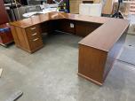 Jasper Desk U-Shape Executive Desk Set - Medium Wood Finish - ITEM #:120402 - Img 1 of 7