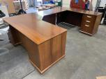 Jasper Desk U-Shape Executive Desk Set - Medium Wood Finish - ITEM #:120402 - Img 2 of 7