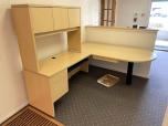 Used L-shape Desk With Hutch - Maple Laminate - ITEM #:120403 - Img 1 of 9