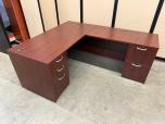 L-Shaped Desk with Pedestals in Mahogany Laminate - ITEM #:120410 - Img 1 of 7