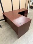 L-Shaped Desk with Pedestals in Mahogany Laminate - ITEM #:120410 - Img 5 of 7