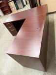 L-Shaped Desk with Pedestals in Mahogany Laminate - ITEM #:120410 - Img 7 of 7