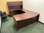 Used U-Shape Desk Set - Mahogany - With Hutch - ITEM #:120412 - Img 1 of 6