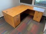 L-Shaped Desk with Pedestals in Light Wood Finish - ITEM #:120414 - Img 1 of 9