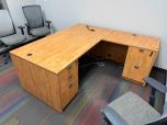 L-Shaped Desk with Pedestals in Light Wood Finish - ITEM #:120414 - Img 6 of 9