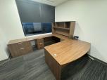 Used U-Shape Desk With Hutch - Walnut Laminate - ITEM #:120419 - Img 1 of 8