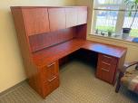 Used L-Shape Desk With Hutch - Cherry Laminate - ITEM #:120420 - Img 1 of 8