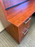 Used L-Shape Desk With Hutch - Cherry Laminate - ITEM #:120420 - Img 3 of 8