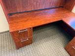 Used L-Shape Desk With Hutch - Cherry Laminate - ITEM #:120420 - Img 6 of 8