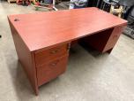 Used 66" Double Pedestal Office Desk - Cherry Laminate - ITEM #:120421 - Img 3 of 5