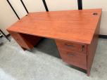 Used Desk - Cherry Laminate - Two Pedestals - ITEM #:120421 - Img 1 of 14