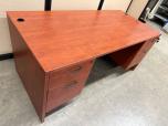 Used Desk - Cherry Laminate - Two Pedestals - ITEM #:120421 - Img 2 of 14