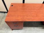 Used Desk - Cherry Laminate - Two Pedestals - ITEM #:120421 - Img 3 of 14