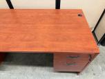 Used Desk - Cherry Laminate - Two Pedestals - ITEM #:120421 - Img 4 of 14