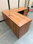 L-Shaped Desk with Return and Pedestals in Cherry Laminate - ITEM #:120424 - Img 6 of 9