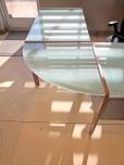 Modern L-Shape Desk with Frosted Glass Top and Wood Frame - ITEM #:120428 - Img 3 of 5