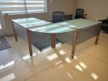Modern L-Shape Desk with Frosted Glass Top and Wood Frame - ITEM #:120428 - Img 4 of 5