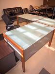 Modern L-Shape Desk with Frosted Glass Top and Wood Frame - ITEM #:120428 - Img 5 of 5
