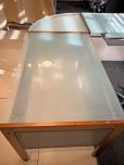 Used L-Shape Desk - Glass Top - Wood Frame - ITEM #:120428 - Img 2 of 5