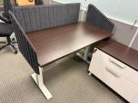 Used Sit Stand Desk Workstation - Mahogany Laminate - ITEM #:120430 - Img 1 of 3