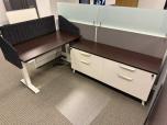 Used Sit Stand Desk Workstation - Mahogany Laminate - ITEM #:120430 - Img 1 of 7