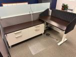 Used Sit Stand Desk Workstation - Mahogany Laminate - ITEM #:120430 - Img 7 of 7