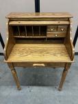 Small Oak Rolltop Secretary Desk - ITEM #:120431 - Img 4 of 5