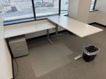 L-Shape Electric Sit-Stand Desk Set with Side Table, White - ITEM #:120432 - Img 2 of 10