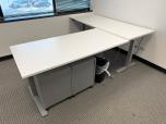 L-Shape Electric Sit-Stand Desk Set with Side Table, White - ITEM #:120432 - Img 3 of 10